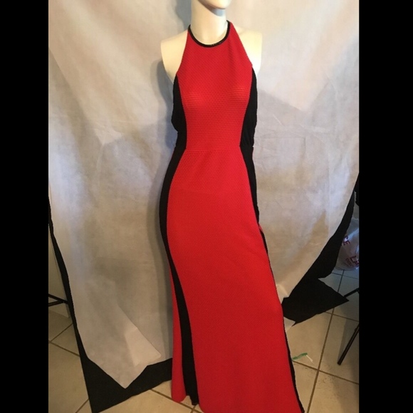NEW! $374 ABS by Allen‎ Schwartz Halter Contrast Gown [SZ Medium ] - Picture 2 of 8